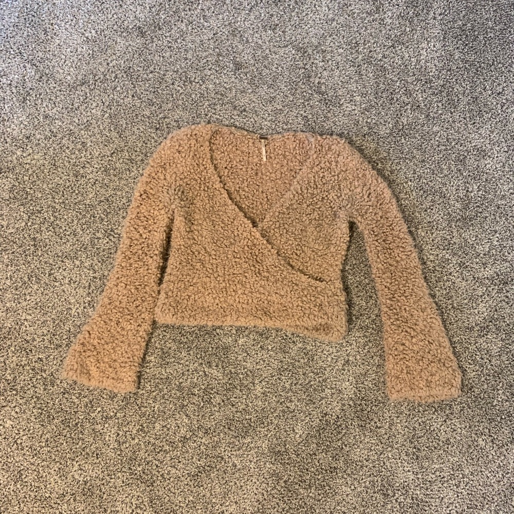 Free People Tan Fuzzy Sweater